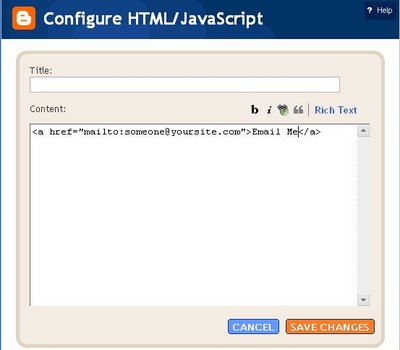 Blogger beta; adding mailto