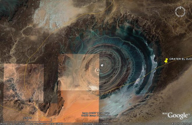 Sahara Bulls Eye is South East of the Image of Abaddon/Apollyon/Lucifer Image