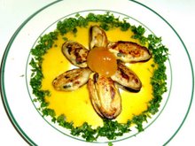 Grilled Mussels with apricot sauce
