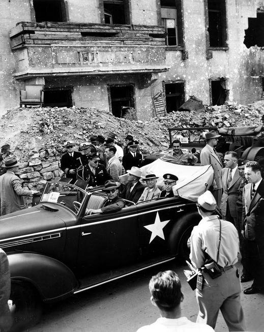 President Harry S Truman rides through Berlin Germany July 1945