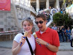 Eating some ice cream in parque güel in Barcelona
