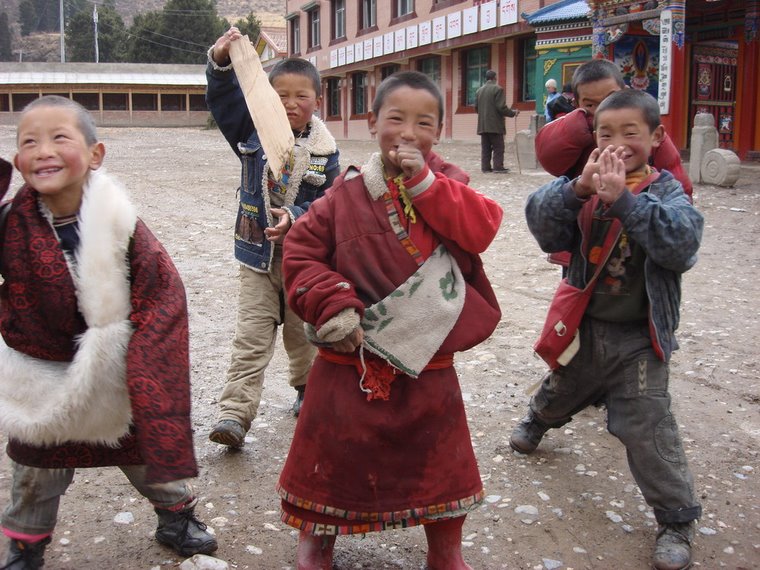 Little Tibetan school kids singing and dancing for us