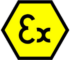 Símbolo {Ex} para marcação de equipamentos certificados para instalação em atmosferas explosivas.