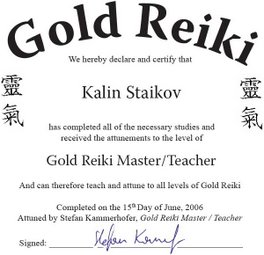Gold Reiki Certificate