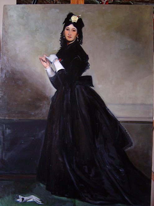 copie de "la femme au gant ",Carolus-Duran ,musée d 'Orsay , par Raphaël Dagher.