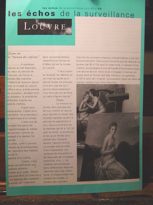 article tiré d 'un magazine interne du musée du Louvre.