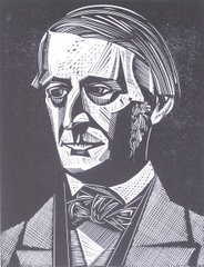 Una pintura con el rostro del filósofo y escritor Ralph Waldo Emerson