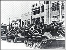 Russian tanks entering Changchun, 1945