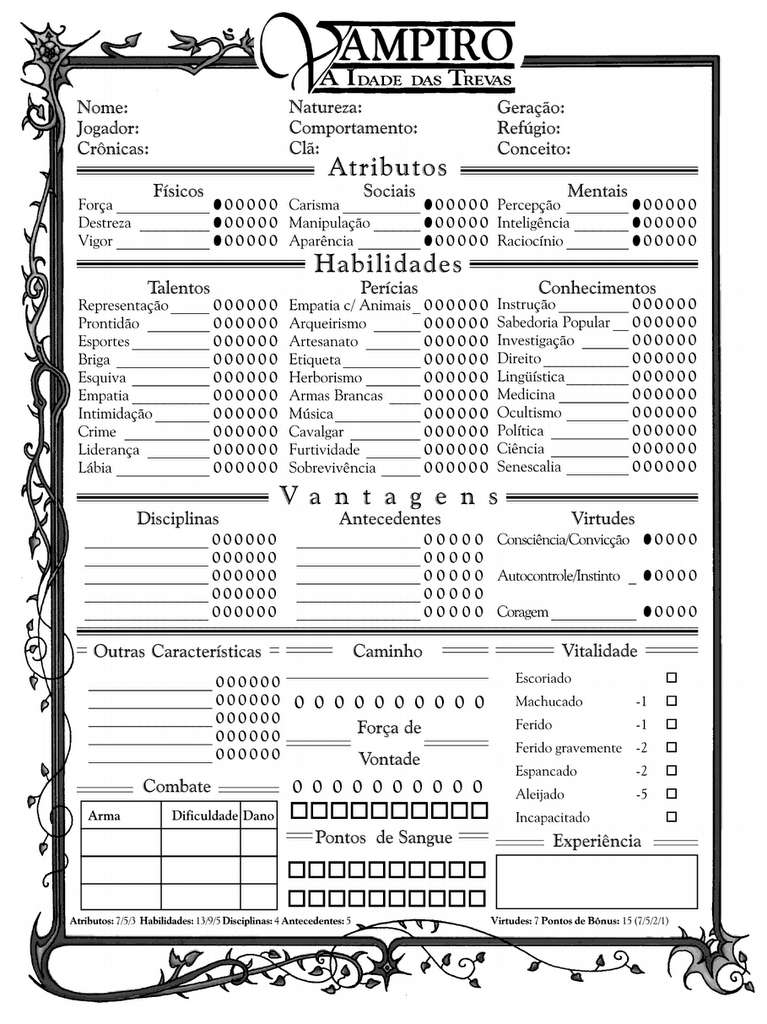 JCM's RPG ART:Arte de vampiro a mascara-fichas,Gangrel,Garou,Nosferatu