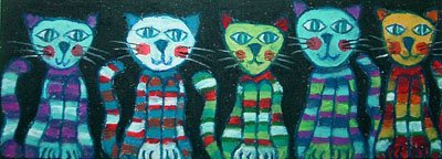 Familia de gatos (16,5 x 6 cms.)