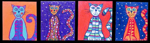 Gato, gato, gato y Gato (9 x 11 cms. c/u)