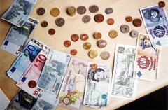 Notas e moedas de euro