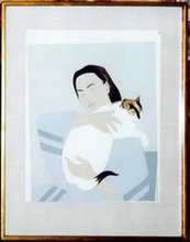 WOMAN WITH WHITE CAT