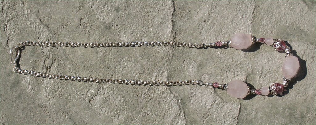 Rose Quartz and Silver Necklace