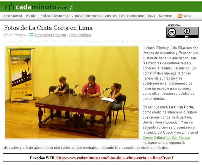 "(1') cadaminuto" de Lima - Perú