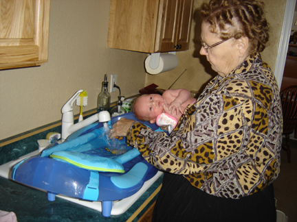 Bath time with Grandma