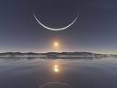 north pole crescent moon and sun