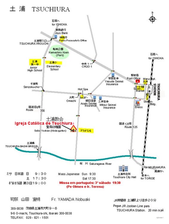 Mapa de acesso - Igreja Católica de Tsuchiura