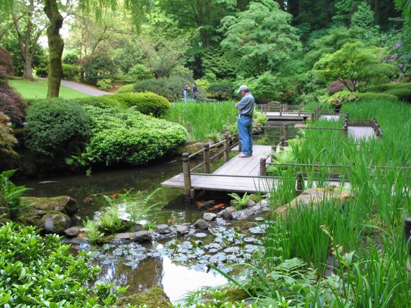 Enjoying the beauty of the garden in Portland, Oregon