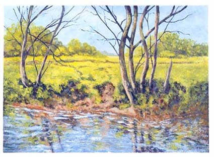 ALDERS ON THE RIVER ROM (studio painting)