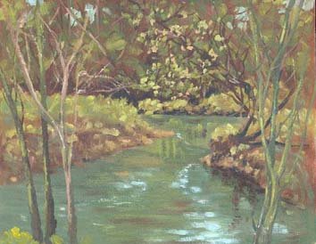 RIVER ROM BETWEEN THE TREES (plein air)