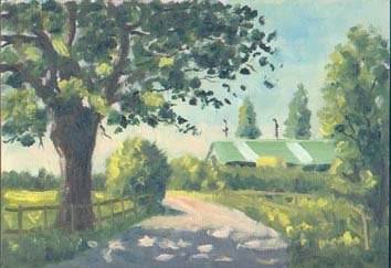 THE LANE TO EASTMINSTER RIDING STABLES (plein air painting)