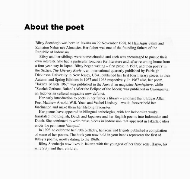 About the Poet - Bibsy Soenharjo