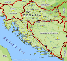Map of Croatia and Bosnia-Hercegovina