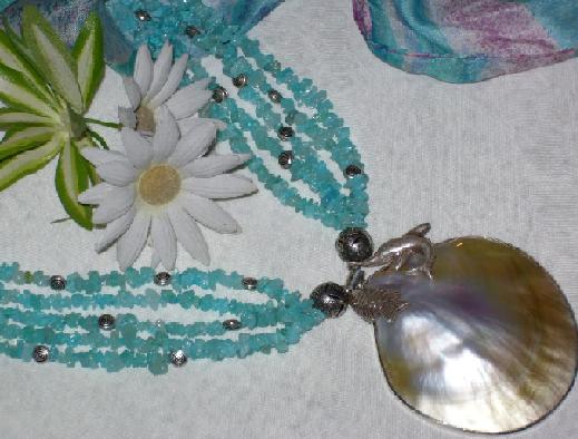 Aquamarine & Mother of Pearl Neckless