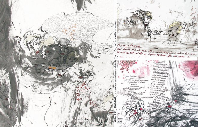 "Marché aux oiseaux", 2mx10m, 2006-2007, mixed media on canvas