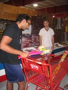 Abhi, like a kid in a candystore, at the world's largest fireworks warehouse in South Carolina
