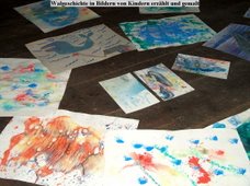 walgeschichte von kindern malend im kreise erzählt im gestalten mit barbara streiff
