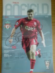Liverpool - Olympiakos 2005 signature by Gerrard