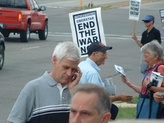 These protests at Coleman's local office will continue as long as he continues to support the war