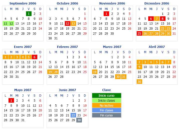 Calendario Escolar Asturias 2006-2007
