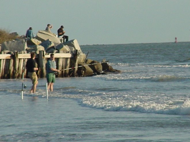 The beach at Sullivan"s Island  looking into Charleston Harbour.