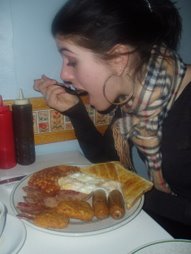 My fabulous friend Lily visiting from paris with the classic English Breakfast