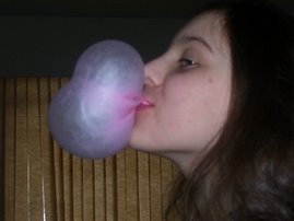 The 1st bubble Hannah's ever blown!