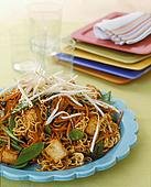 Stir fried tofu with mixed vegetables and noodles