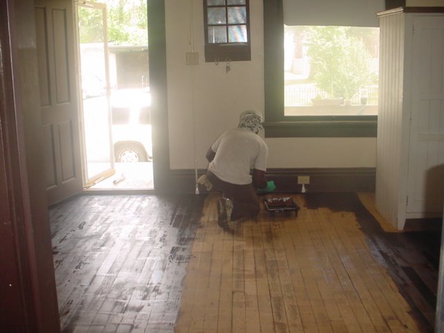 staining the floor