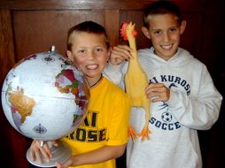 The boys, the chicken and the world!