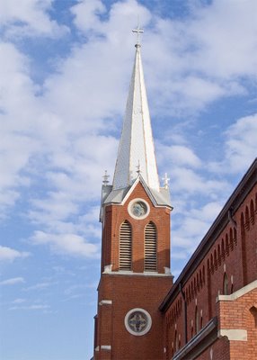 Saint George Catholic Church, in Hermann, Missouri - spire