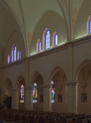 Saint George Catholic Church, in Hermann, Missouri - view of side of nave