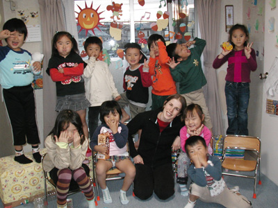 Nora with students