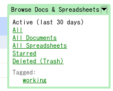 Browse Docs & Spreadsheets