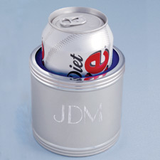 personalized silver beer can holder to keep beer cold