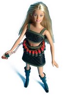 barbie shown wearing Night Commando beachwear with optional explosives belt