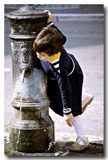 Girl Drinks at Fountain, Rome 1978
