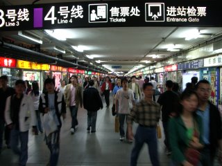 Shanghai Metro station - hot and sweaty
