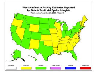 US Flu Activity as of 11/26/05